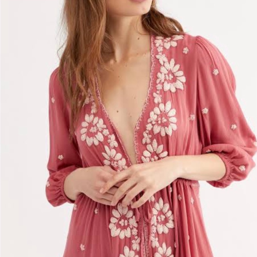 🆕 Free People Embroidered Fable Midi Dress